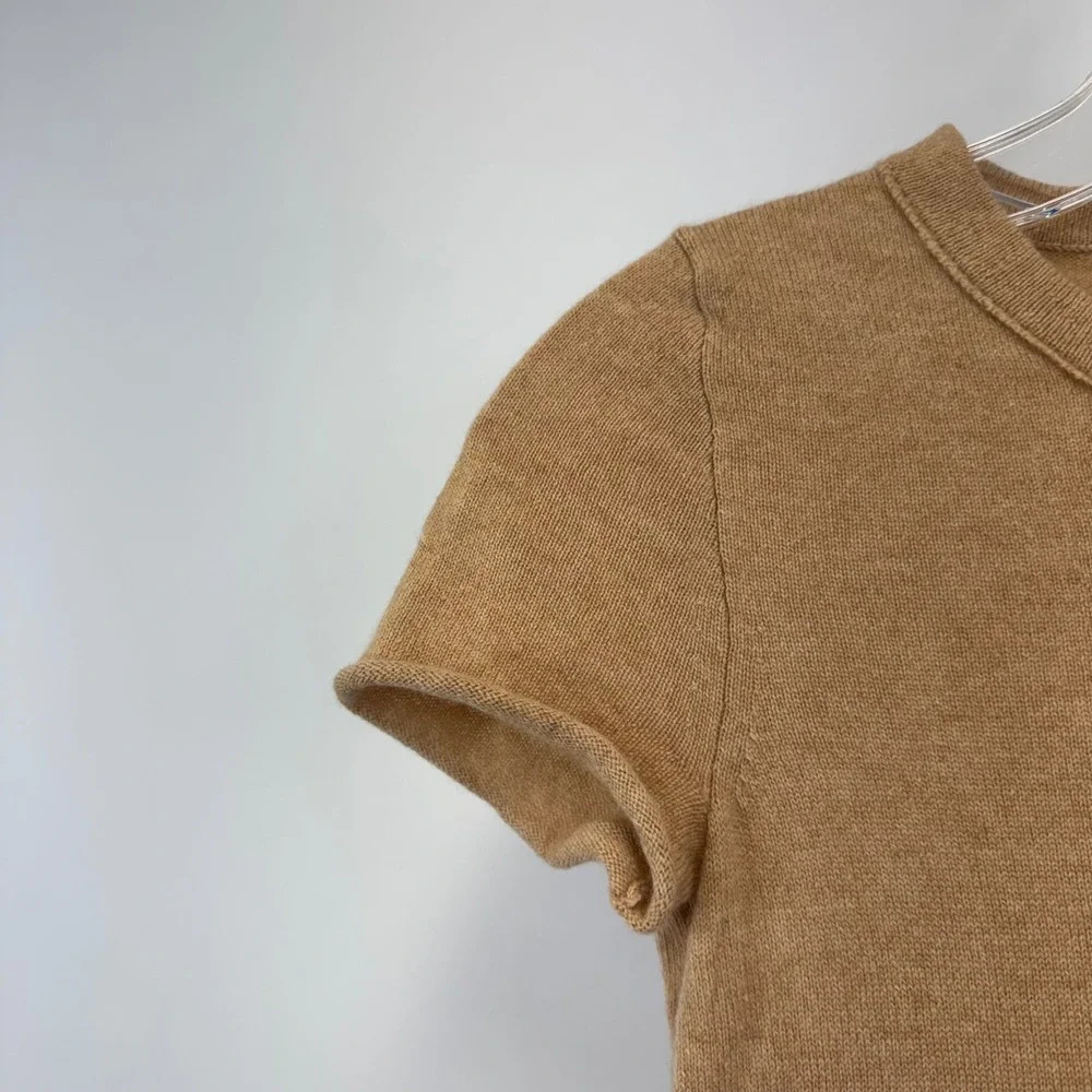 J. Crew Collection Italian Cashmere Short Sleeve Sweater Camel Tan XXS 28762